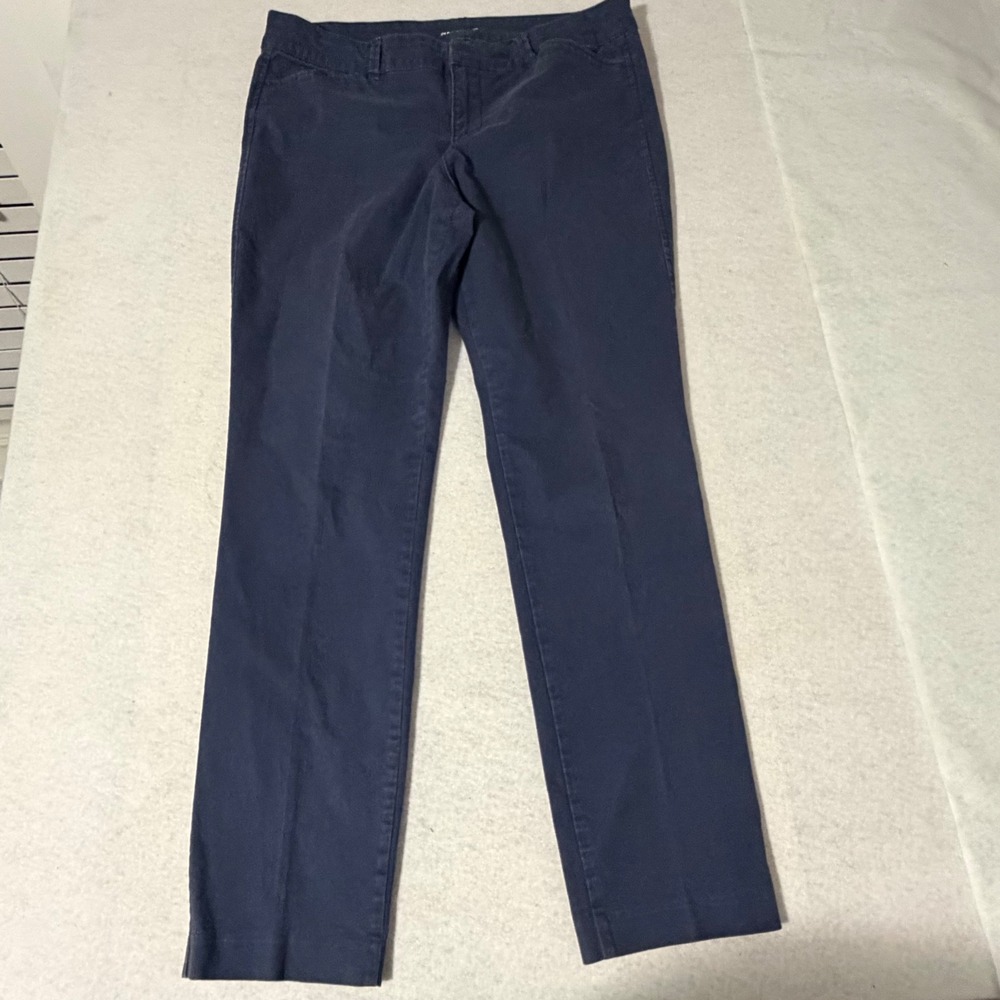 Old Navy Pixie Navy Blue Mid Rise Slim Straight Ankle Chino Pants Womens 8